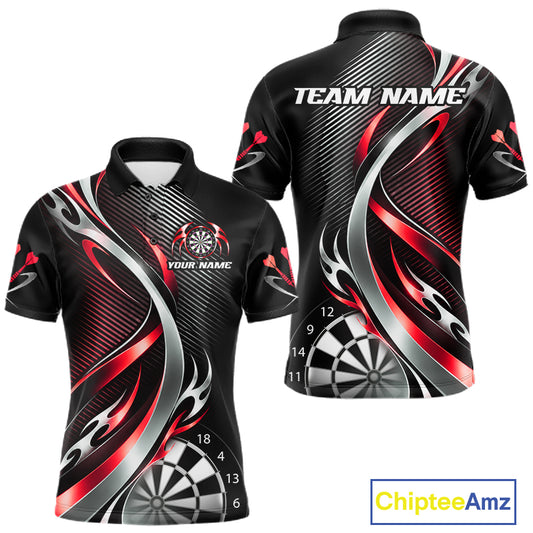 Red and Silver Dartboard Custom Darts Shirt for Men Dart Team Jerseys Dart League Uniform NNT334