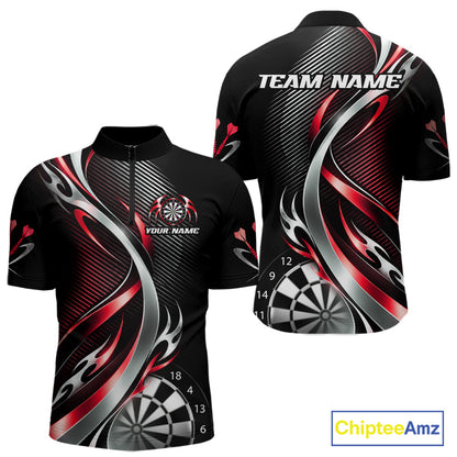 Red and Silver Dartboard Custom Darts Shirt for Men Dart Team Jerseys Dart League Uniform NNT334