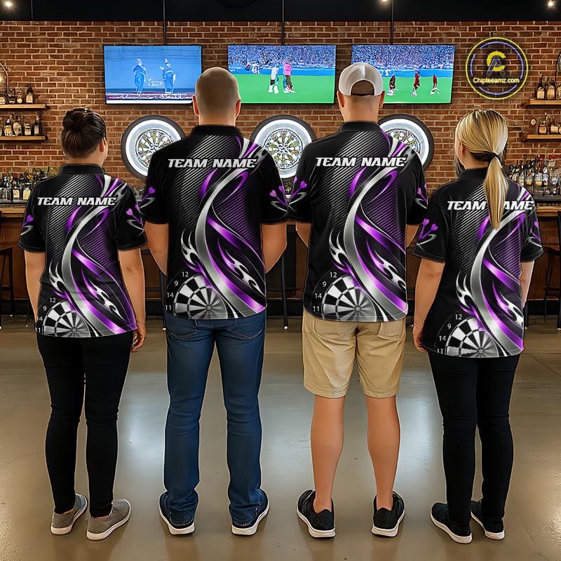 Purple and Silver Dartboard Custom Darts Shirt for Men Dart Team Jerseys Dart League Uniform NNT334