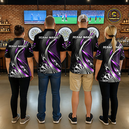 Purple and Silver Dartboard Custom Darts Shirt for Men Dart Team Jerseys Dart League Uniform NNT334