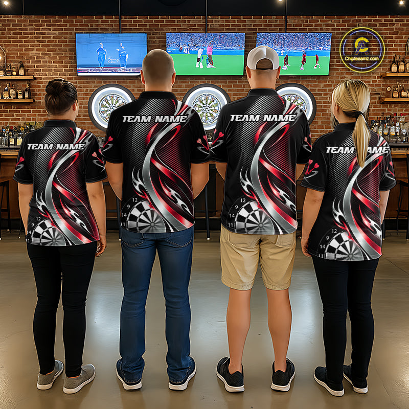 Red and Silver Dartboard Custom Darts Shirt for Men Dart Team Jerseys Dart League Uniform NNT334