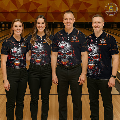Thunder Bowling Jerseys Men Polo & 1/4 Zip Shirt Skull Bowling Shirt for Men HNT01