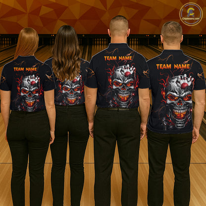 Thunder Bowling Jerseys Women Polo & 1/4 Zip Shirt Skull Bowling Shirt for Women HNT01
