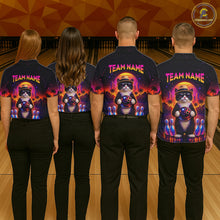 Load image into Gallery viewer, Custom Funny Neon Cat Bowling Jersey for Women Bowling Tournament Polo &amp; 1/4 Zip Bowling Team Shirts HNT210