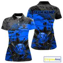 Load image into Gallery viewer, Bowling-themed polo shirt with customizable text on a white background