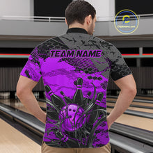Load image into Gallery viewer, Person wearing a bowling-themed shirt with 'TEAM NAME' printed on it in a bowling alley.