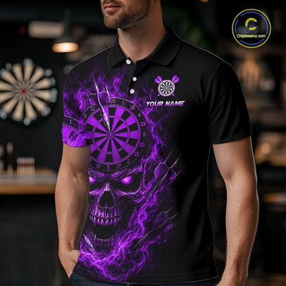 Custom Purple Smoke Skull Darts Shirt for Men Darts Team Jerseys Dart League Dartboard Shirt NNT259