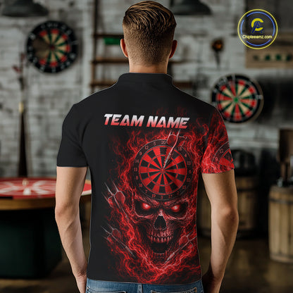 Custom Red Smoke Skull Darts Shirt for Men Darts Team Jerseys Dart League Dartboard Shirt NNT259