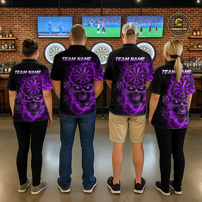 Custom Purple Smoke Skull Darts Shirt for Women Darts Team Jerseys Dart League Dartboard Shirt NNT259
