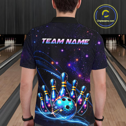 Custom Galaxy Bowling Team Shirts Bowling Jersey for Men Bowling Gifts for Bowler HNT537