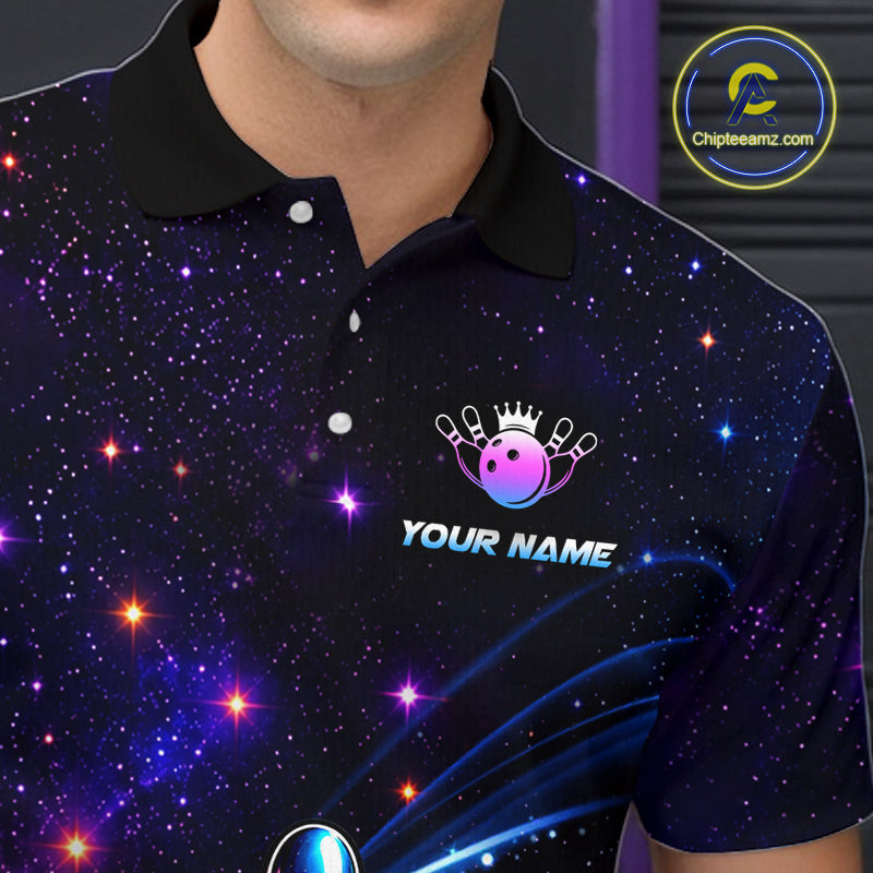 Custom Galaxy Bowling Team Shirts Bowling Jersey for Men Bowling Gifts for Bowler HNT537