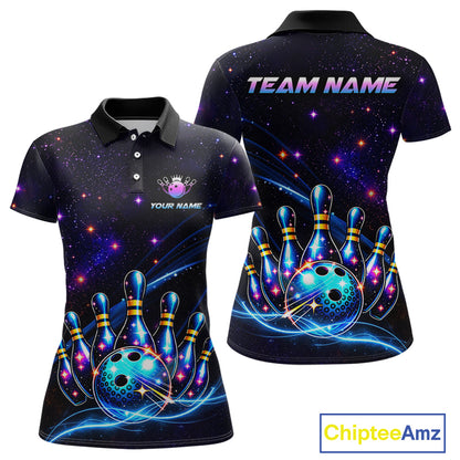 Custom Galaxy Bowling Team Shirts Bowling Jersey for Women Bowling Gifts for Bowler HNT537