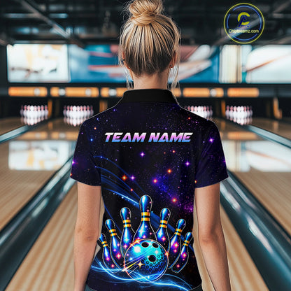 Custom Galaxy Bowling Team Shirts Bowling Jersey for Women Bowling Gifts for Bowler HNT537
