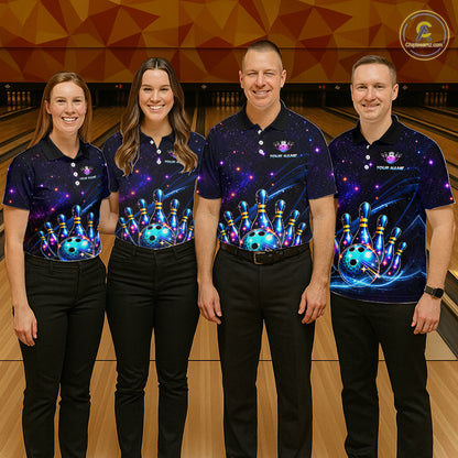 Custom Galaxy Bowling Team Shirts Bowling Jersey for Women Bowling Gifts for Bowler HNT537