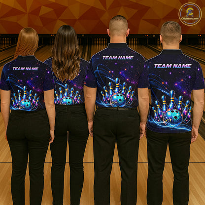 Custom Galaxy Bowling Team Shirts Bowling Jersey for Women Bowling Gifts for Bowler HNT537