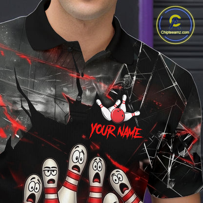 Cracked Angry Bowling Shirts for Men Custom Bowling Team Jersey Bowling League HNT286