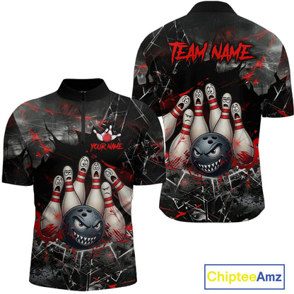 Cracked Angry Bowling Shirts for Men Custom Bowling Team Jersey Bowling League HNT286