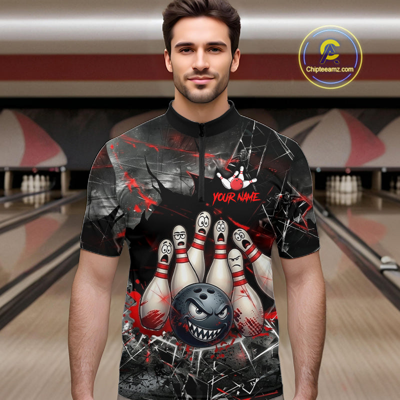 Cracked Angry Bowling Shirts for Men Custom Bowling Team Jersey Bowling League HNT286