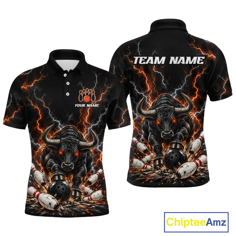 Custom Thunder Funny Bull Bowling Team Shirts Bowling Jersey for Men Bowling League HNT620