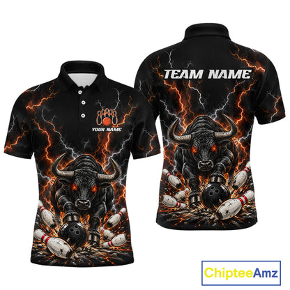 Custom Thunder Funny Bull Bowling Team Shirts Bowling Jersey for Men Bowling League HNT620