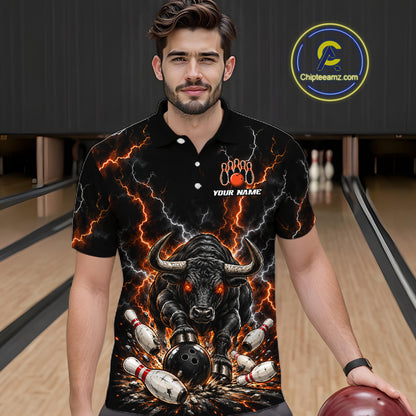 Custom Thunder Funny Bull Bowling Team Shirts Bowling Jersey for Men Bowling League HNT620