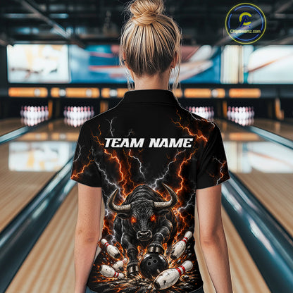 Custom Thunder Funny Bull Bowling Team Shirts Bowling Jersey for Women Bowling League HNT620