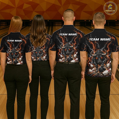 Custom Thunder Funny Bull Bowling Team Shirts Bowling Jersey for Women Bowling League HNT620