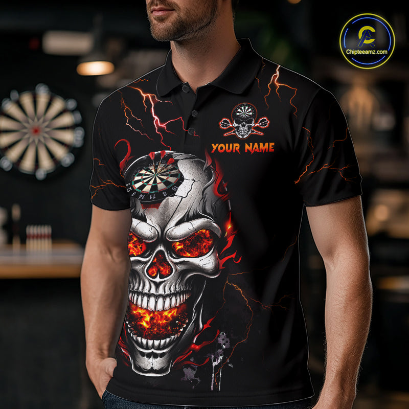 Thunder Skull Dartboard Shirt Custom Darts Shirts for Men Darts Team Jerseys Polo & 1/4 Zip NNT375