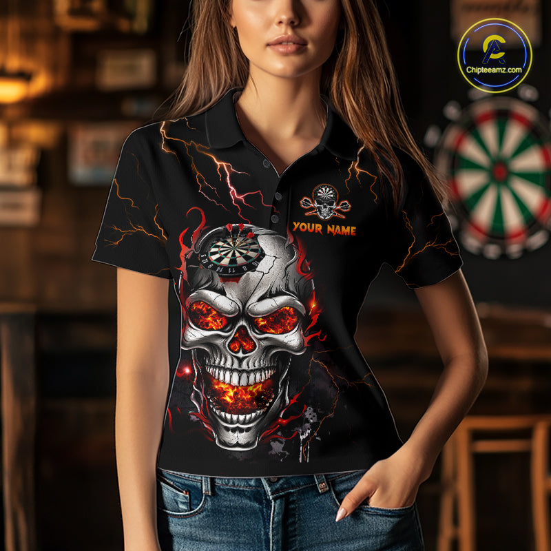 Thunder Skull Dartboard Shirt Custom Darts Shirts for Women Darts Team Jerseys Polo & 1/4 Zip NNT375