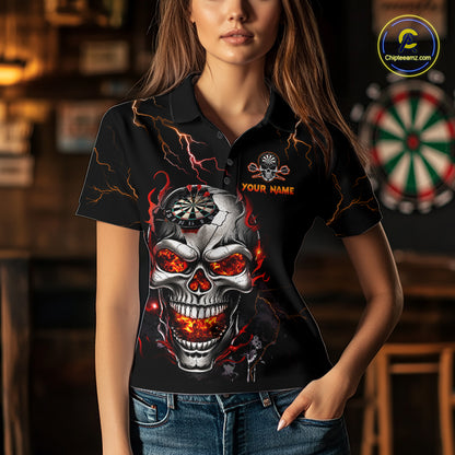 Thunder Skull Dartboard Shirt Custom Darts Shirts for Women Darts Team Jerseys Polo & 1/4 Zip NNT375