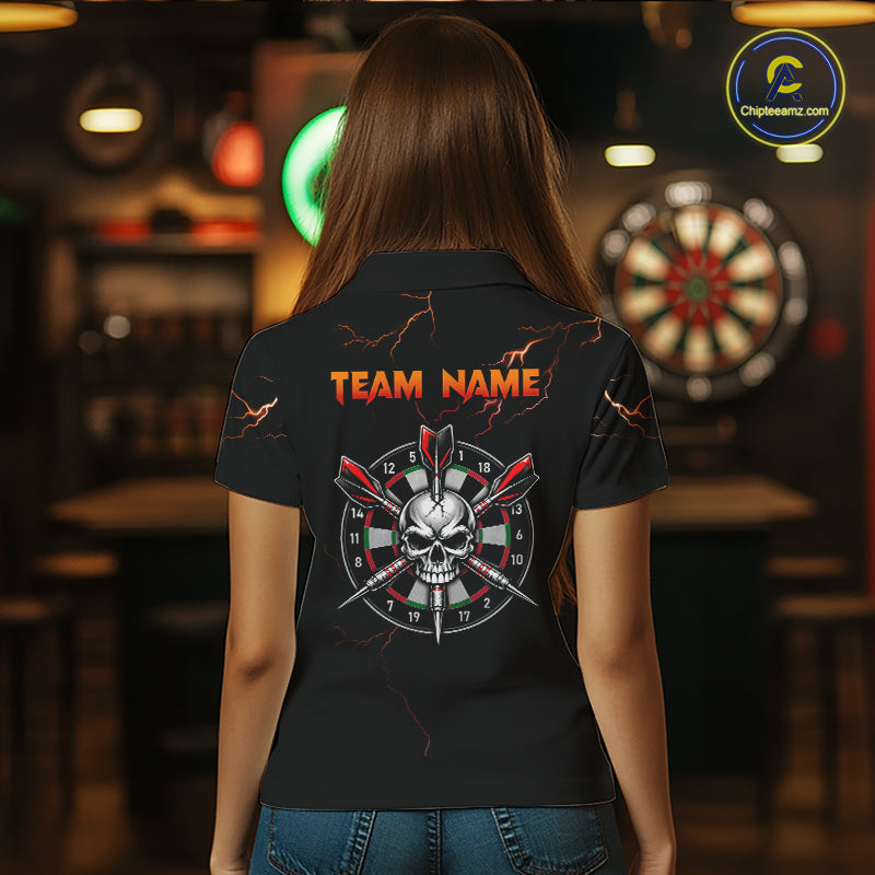 Thunder Skull Dartboard Shirt Custom Darts Shirts for Women Darts Team Jerseys Polo & 1/4 Zip NNT375