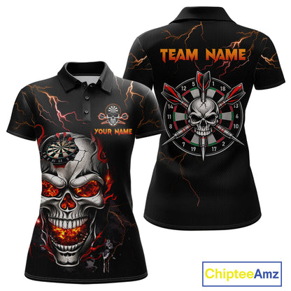 Thunder Skull Dartboard Shirt Custom Darts Shirts for Women Darts Team Jerseys Polo & 1/4 Zip NNT375