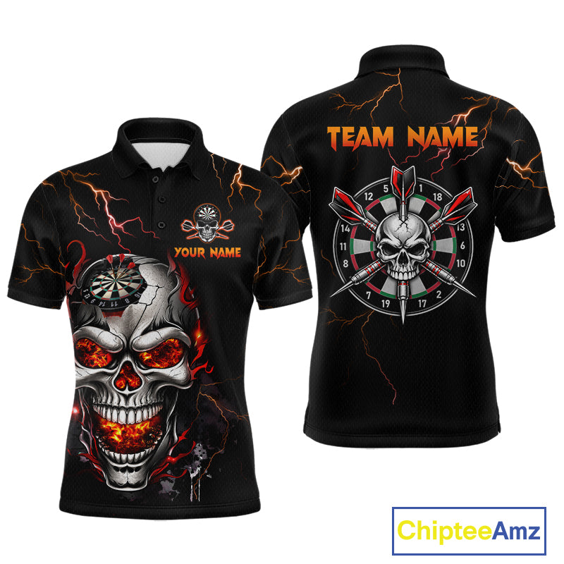 Thunder Skull Dartboard Shirt Custom Darts Shirts for Men Darts Team Jerseys Polo & 1/4 Zip NNT375