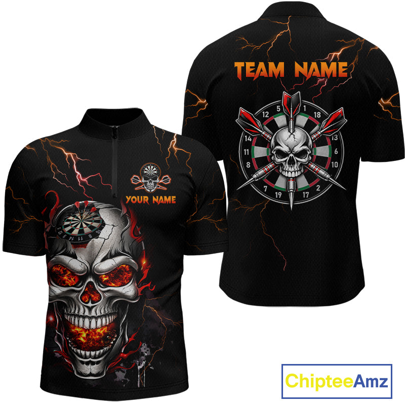 Thunder Skull Dartboard Shirt Custom Darts Shirts for Men Darts Team Jerseys Polo & 1/4 Zip NNT375