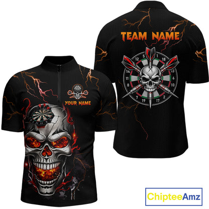 Thunder Skull Dartboard Shirt Custom Darts Shirts for Men Darts Team Jerseys Polo & 1/4 Zip NNT375