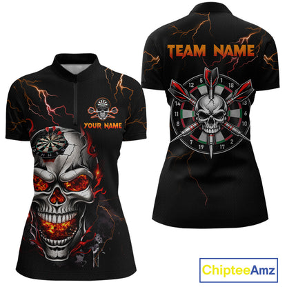 Thunder Skull Dartboard Shirt Custom Darts Shirts for Women Darts Team Jerseys Polo & 1/4 Zip NNT375