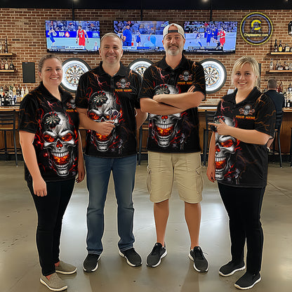 Thunder Skull Dartboard Shirt Custom Darts Shirts for Men Darts Team Jerseys Polo & 1/4 Zip NNT375