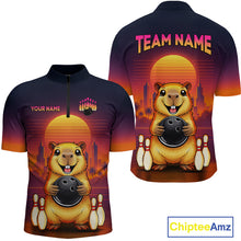 Load image into Gallery viewer, Custom Retro Capybara Bowling Jersey for Men Bowling Team Shirts Bowling Polo &amp; 1/4 Zip HNT260