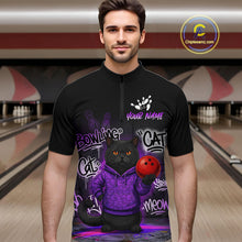 Load image into Gallery viewer, Custom Funny Black Cat Bowling Jersey for Men Bowling League Bowling Team Shirts HN289