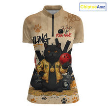 Load image into Gallery viewer, Custom Black Cat Bowling Jersey for Women Funny Cat Bowling League Bowling Team Shirts HN290