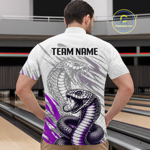 Load image into Gallery viewer, Person wearing a white shirt with snake design and 'Team Name' text at a bowling alley.