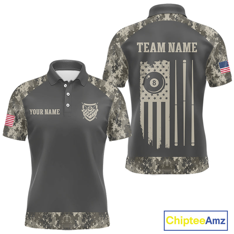 Military Camo Green 8 Ball Billiard Shirts For Men Custom Team League Billiard Jerseys NNT296
