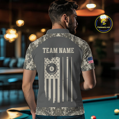 Military Camo Green 8 Ball Billiard Shirts For Men Custom Team League Billiard Jerseys NNT296