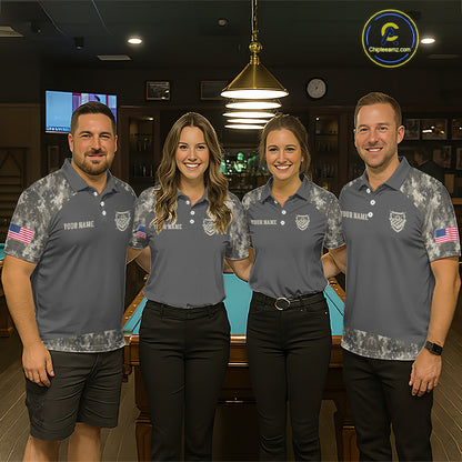 Military Camo Green 8 Ball Billiard Shirts For Women Custom Team League Billiard Jerseys NNT296
