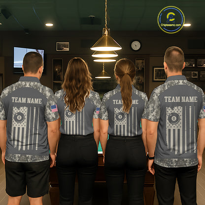 Military Camo Green 8 Ball Billiard Shirts For Men Custom Team League Billiard Jerseys NNT296