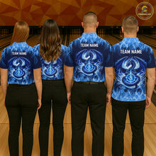 Load image into Gallery viewer, Custom Blue Dragon Flame Bowling Jersey for Men Bowling Team Shirts Bowling Polo &amp; 1/4 Zip HNT189