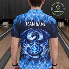 Load image into Gallery viewer, Custom Blue Dragon Flame Bowling Jersey for Men Bowling Team Shirts Bowling Polo &amp; 1/4 Zip HNT189