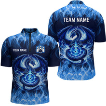 Load image into Gallery viewer, Custom Blue Dragon Flame Bowling Jersey for Men Bowling Team Shirts Bowling Polo &amp; 1/4 Zip HNT189
