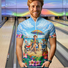 Load image into Gallery viewer, Custom Photo Funny Summer Bowling Jersey for Men Bowling Team Shirts Polo &amp; 1/4 Zip HNT258