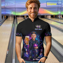 Load image into Gallery viewer, Custom Photo Funny Beer Galaxy Bowling Jersey for Men Bowling Team Shirts Polo &amp; 1/4 Zip HNT312
